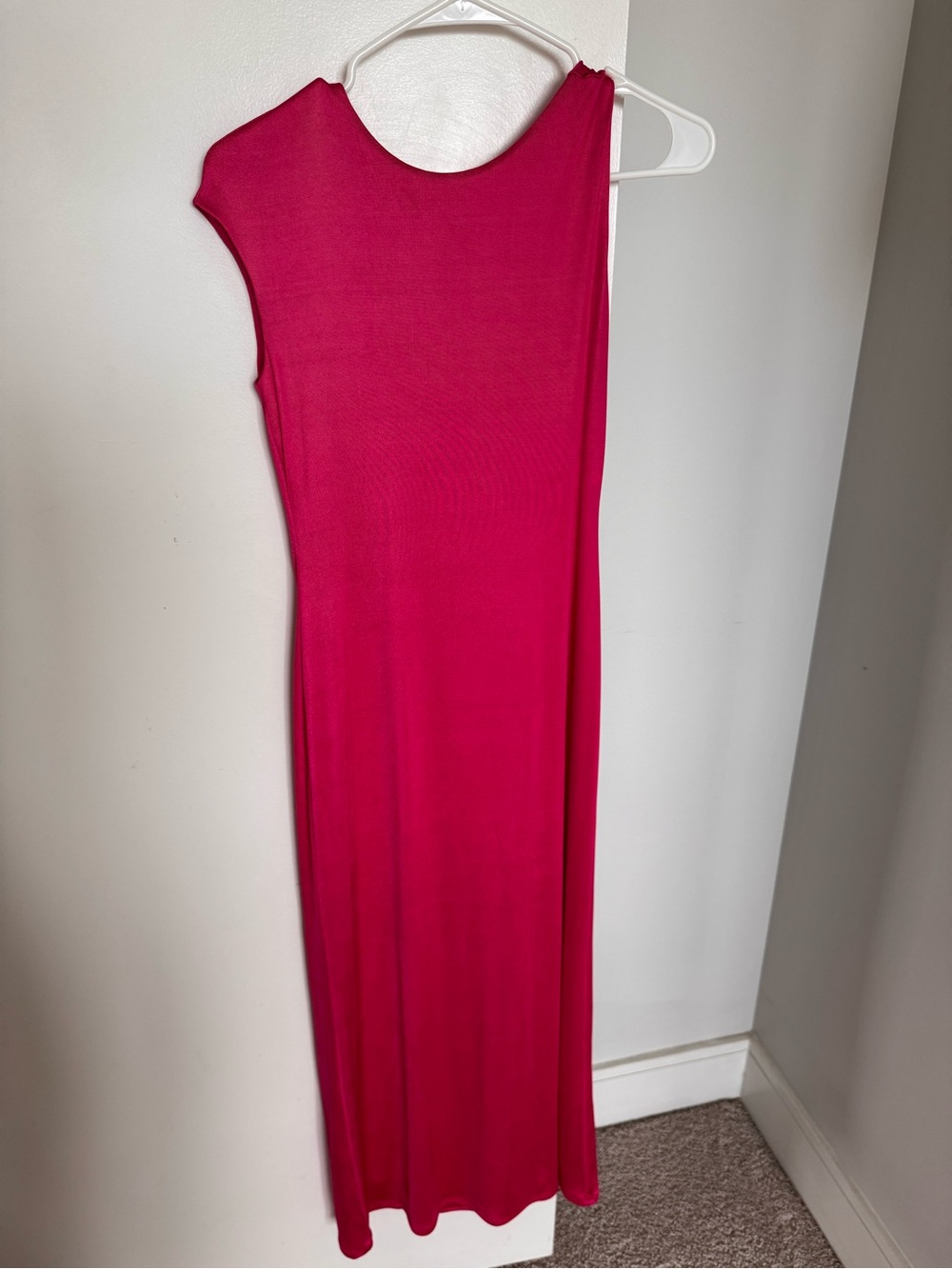 Reformation Pink Solid Round Neck Sleeveless Backless Bodycon Midi Dress M
